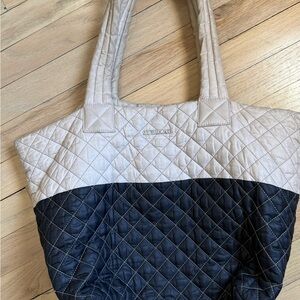 MZ Wallace Medium Metro Quilted Tote in Black and Cream